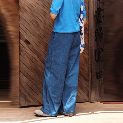 绽放旅行女装483朵/【大山的褶皱】斜纹脏染松紧腰系带长裤休闲裤 商品图3