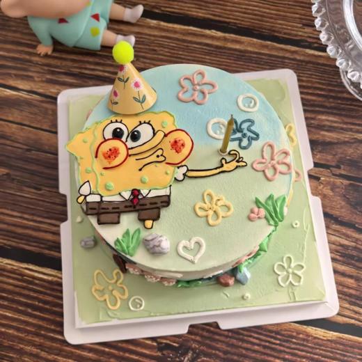 多款式~海绵宝宝派大星手绘卡通蛋糕-低糖处理无添加 商品图3
