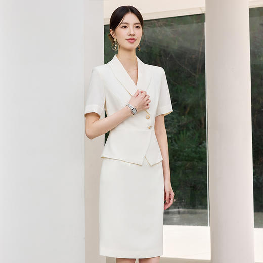 IWY/气质短袖假两件连衣裙女高端珠宝医美前台接待职业裙工作服25Q799 商品图2