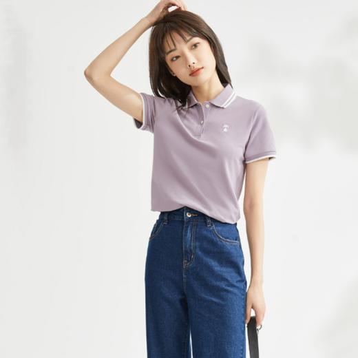 佐丹奴25年新款女装熊猫刺绣针织弹力珠地布短袖POLO13313206 商品图8