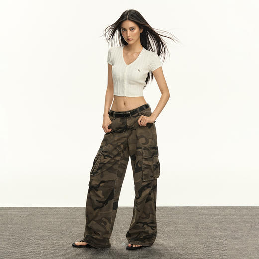 Ariseism美式复古设计感提花针织短袖短款针织开衫女早秋新款上衣 商品图4