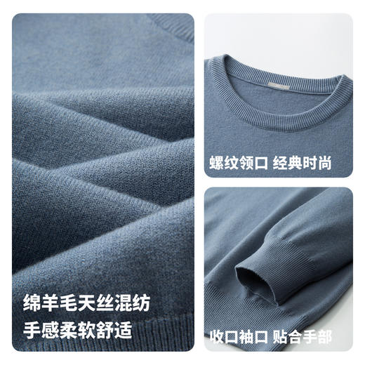 【含羊毛&含莱赛尔】圣得西男款圆领套头针织毛衫2025年秋季新款 商品图4