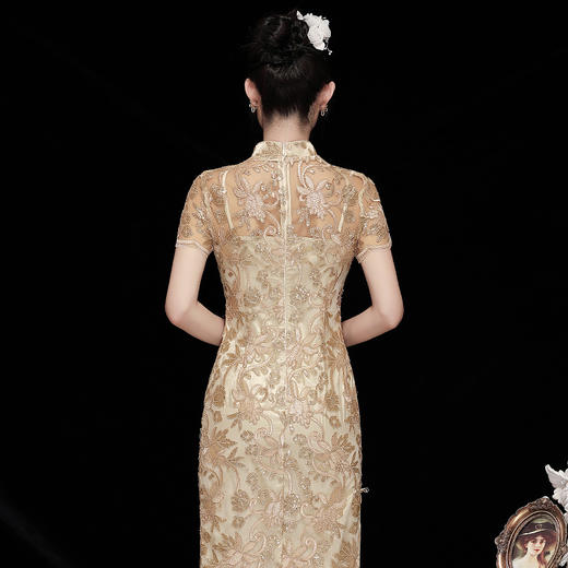 「自」全新升级【铂金会员367/天猫499/差价132】(13136)洛诗琳新中式重工刺绣连衣裙2025夏季新款国风改良旗袍裙女 商品图3