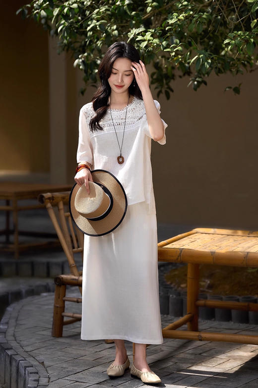 FXA 2583 重工蕾丝圆领短袖 商品图6