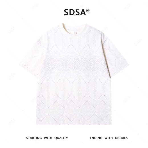 T4273SDSA夏季新款男士痞帅百搭提花设计圆领短袖T恤气质小众设计上衣 商品图1