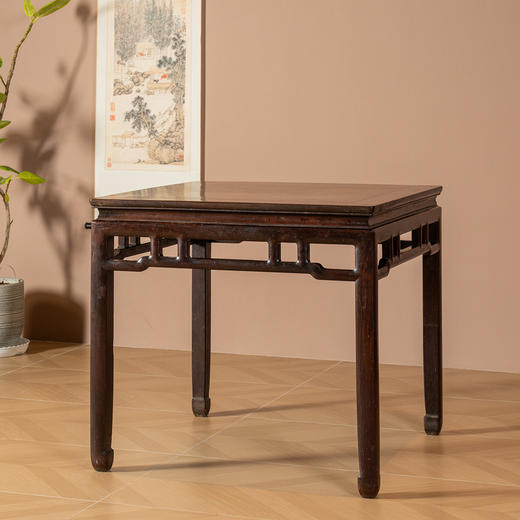 清	红木镶瘿木罗锅枨矮栳方桌 商品图0