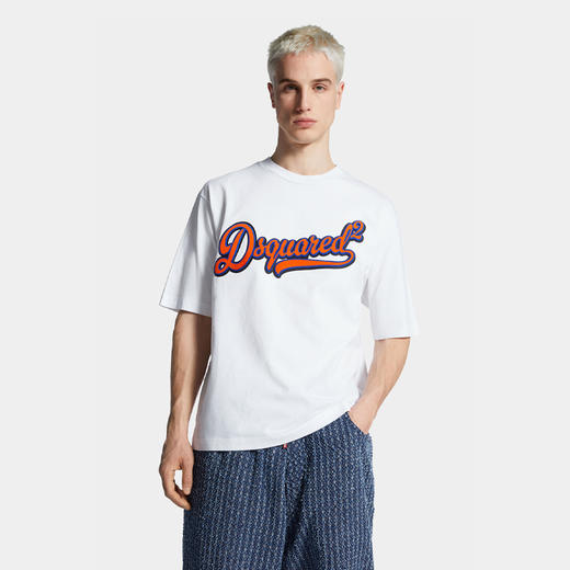 DSQUARED2 男士徽标印花棉质圆领短袖T恤 白色 S74GD1435 S24583 100 商品图2