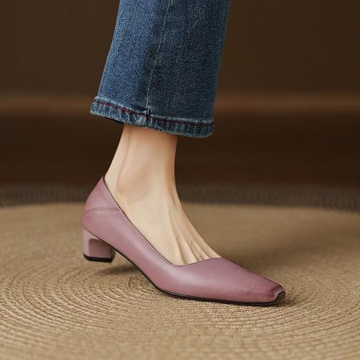 【预售5天】秋季新款两穿头层水洗牛皮后跟可踩软皮气质酒杯跟尖头通勤单鞋女MX&mx89907 商品图0