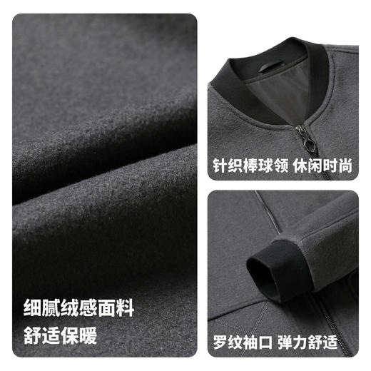 【含绵羊毛】保暖毛呢夹克2025秋新款针织棒球领休闲外套男 商品图4