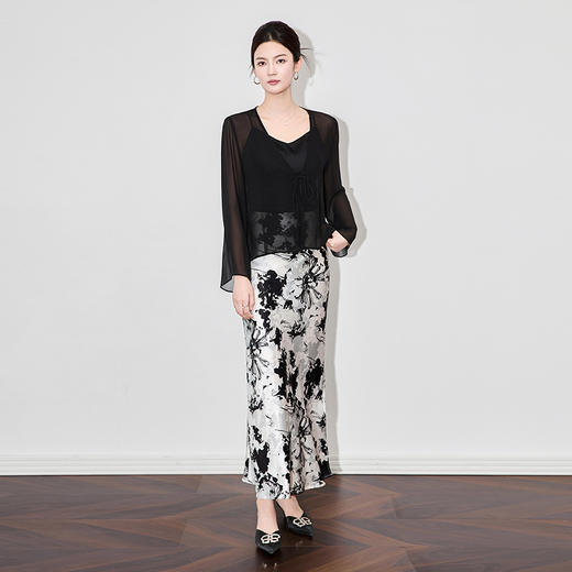 「高货wl」全新升级【铂金会员183/天猫249/差价66】(94313)洛诗琳时尚乔其纱上衣2025夏季轻盈凉感系带防晒开衫女 商品图1