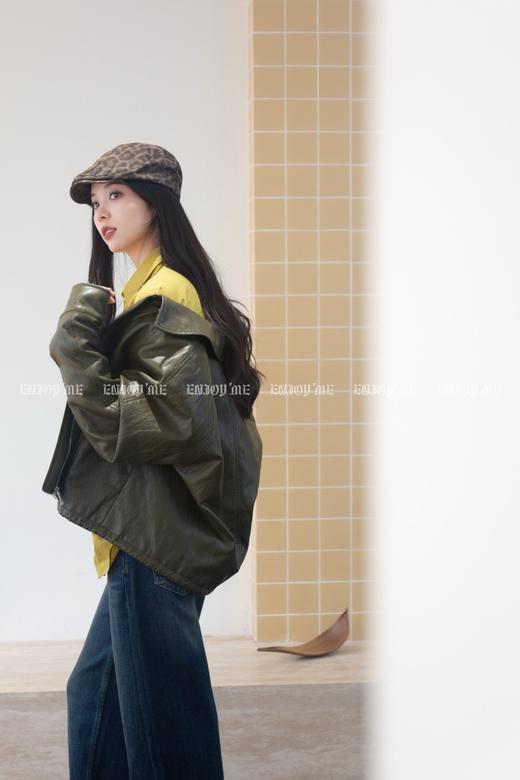 【门店同款】ENJOY秋季“浮光织影”下摆抽绳皮衣 164250250 商品图4