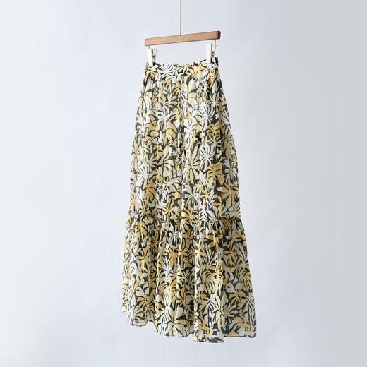 「自」全新升级【铂金会员220/天猫299/差价79】(12111)洛诗琳2025夏新款天丝亚麻高腰法式印花半身裙女 商品图0