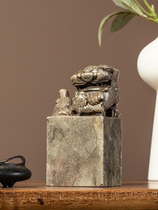 清	寿山石雕太狮少狮印章 商品图2