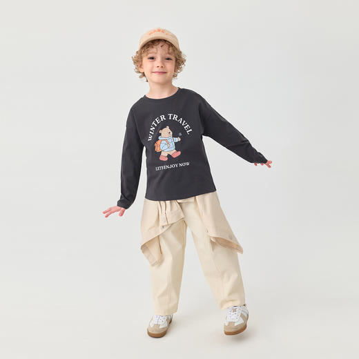 马克珍妮男童亲肤骑行小熊长袖T恤 宝宝纯棉上衣秋装新品551125 商品图3