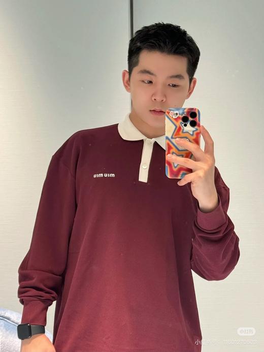 MM 撞色领襟 25秋冬新款刺绣字母珠地网眼长袖POLO衫 Z-15542 商品图1