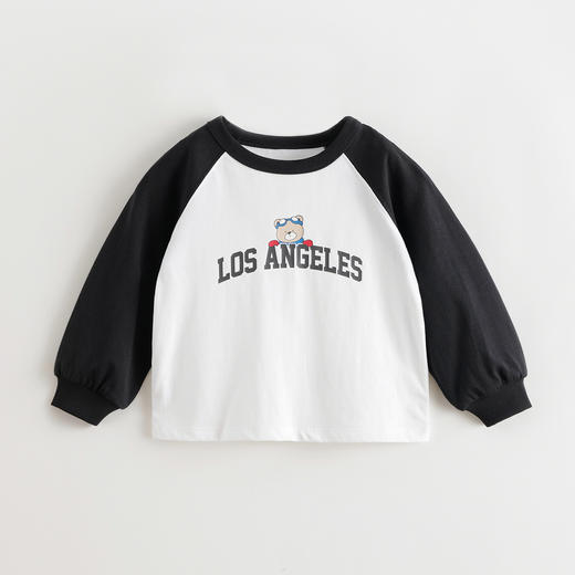 马克珍妮男童美式复古字母小熊T恤 宝宝长袖上衣秋装新款551123 商品图2