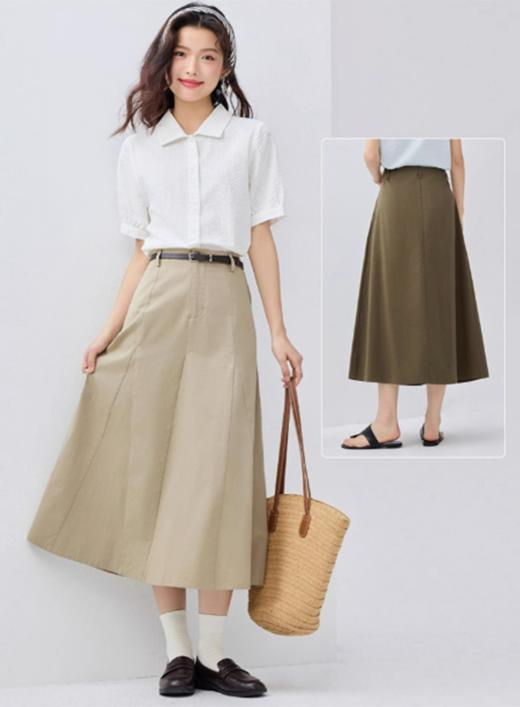 佐丹奴裙子女夏季新款纯棉显瘦A字裙破骨薄款半身长裙女13465330 商品图4