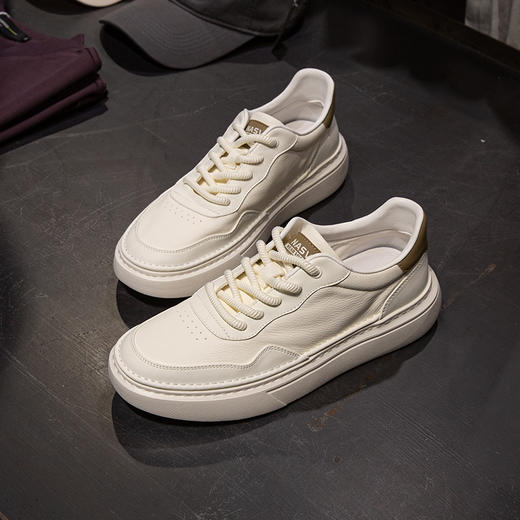 DRONKOO 2025 系带鞋后侧撞色皮料基础款低帮板鞋 商品图3