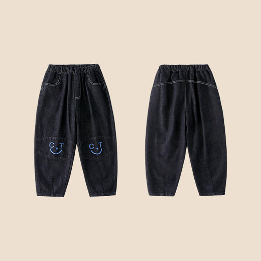 【防褪色】棉花堂黑色笑脸童趣牛仔裤——FA52132 商品图5