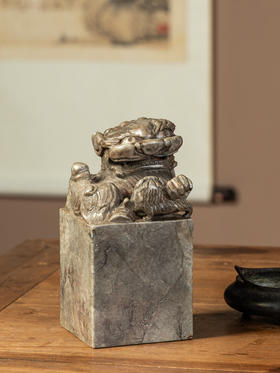 清	寿山石雕太狮少狮印章