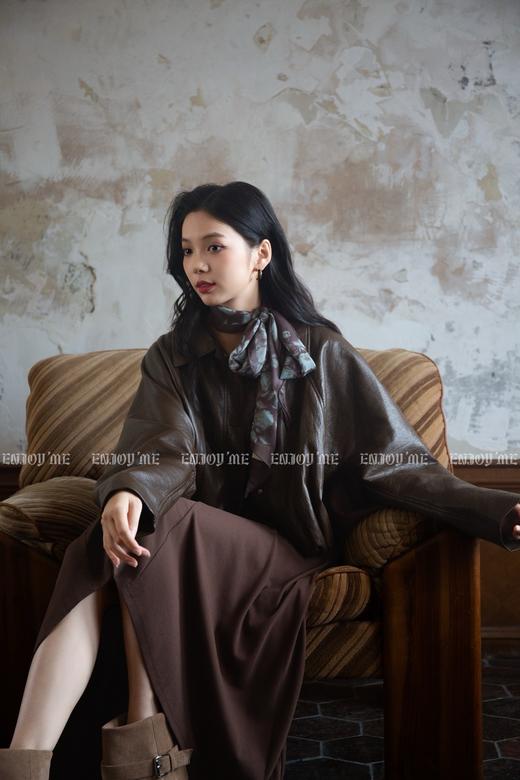 【门店同款】ENJOY秋季“光阴序语”蝙蝠袖翻领皮衣 164249937 商品图1