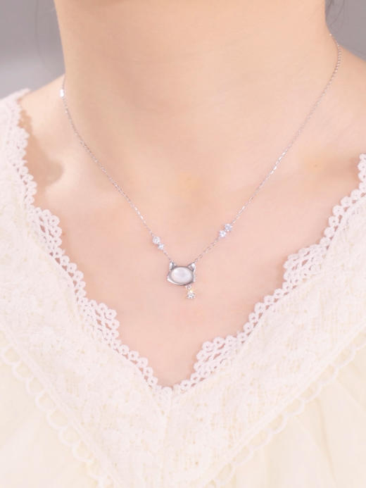 卡蒂罗/KADER 猫咪物语项链  俏皮可爱少女精致小猫闪钻镶嵌轻奢原创设计可调节锁骨链#好运  日常百搭简约百搭 商品图8