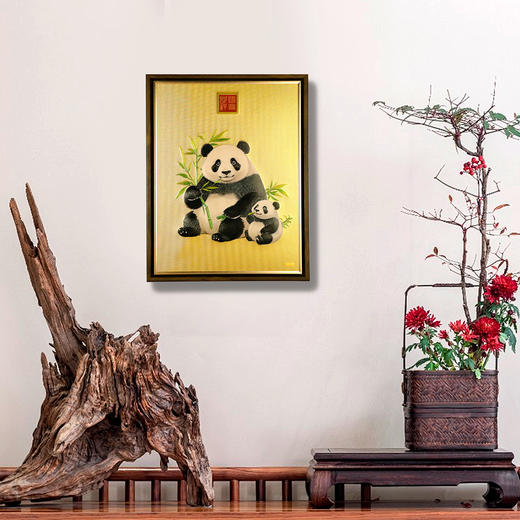 《国宝呈样》熊猫系列金丝绣摆件 大师创作设计 商品图4