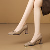 【预售5天】时尚真皮金属方头浅口单鞋女粗跟春秋新款百搭高跟鞋通勤工作鞋H3717 商品缩略图2