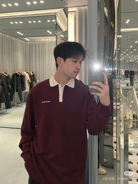 MM 撞色领襟 25秋冬新款刺绣字母珠地网眼长袖POLO衫 Z-15542