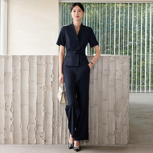 IWY/藏青色西装套装女夏季短袖薄款销售工作服高端职业装25CP578 商品图0