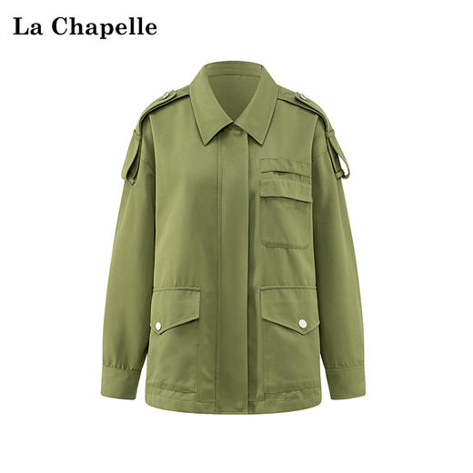 会员福利【明星私服】拉夏贝尔/La Chapelle翻领后背印花大口袋工装长袖外套女新款秋季 商品图2