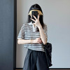 明星同款！柜面1.2K！2025新款天丝亚麻黑白条纹翻领轻薄针织衫洋气女款！ 商品缩略图1