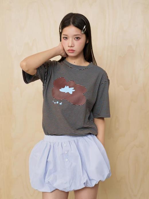 MoodLikeMe/MTX2509/花朵印花条纹短袖T恤 商品图2