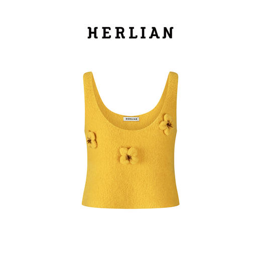 HERLIAN2025年秋季新品女士钉珠刺绣立体花朵装饰针织背心 商品图4