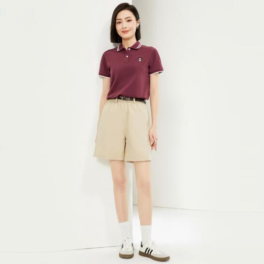 佐丹奴25年新款女装熊猫刺绣针织弹力珠地布短袖POLO13313206 商品图2