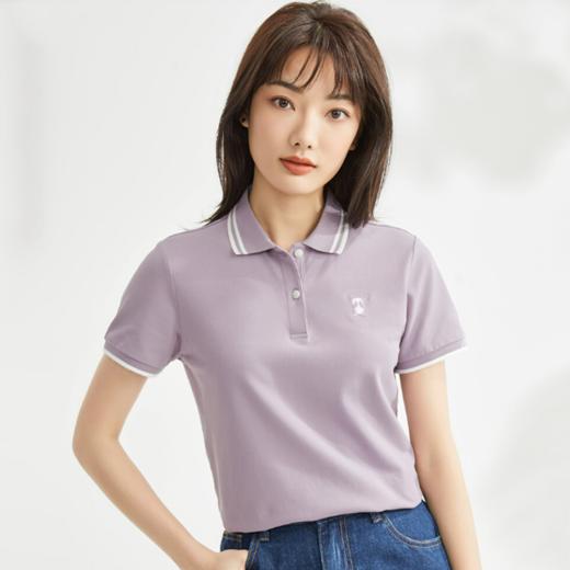 佐丹奴25年新款女装熊猫刺绣针织弹力珠地布短袖POLO13313206 商品图7