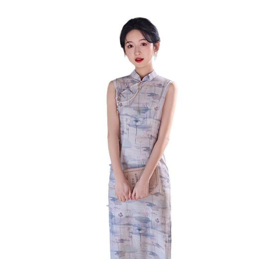 SC11050时尚改良年轻少女款中长小个子旗袍2025春新款苎麻无袖旗袍 商品图4