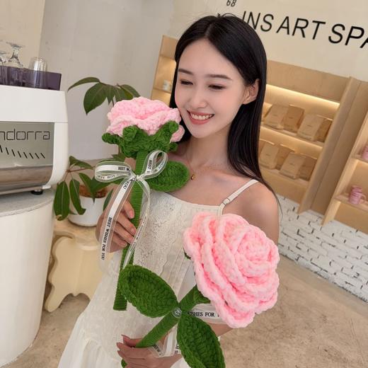 老师您辛苦了！【精致礼物，送给心爱的老师！】教师节礼物 大号单支毛线玫瑰花束手工钩花 七夕礼物 情人节礼物 教师节礼物 母亲节礼物 女生生日礼物-QB 商品图1