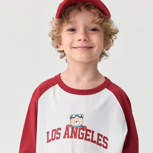 马克珍妮男童美式复古字母小熊T恤 宝宝长袖上衣秋装新款551123 商品图3