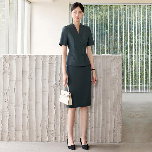 IWY/夏季短袖V领显瘦职业套裙女气质时尚正式场合接待西服正装25CS578 商品图4