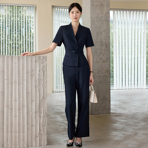 IWY/藏青色西装套装女夏季短袖薄款销售工作服高端职业装25CP578 商品图4