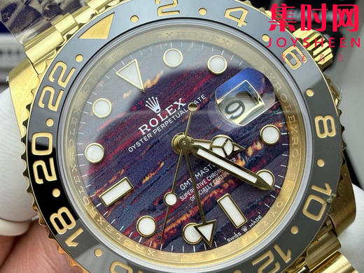 劳力士EWE格林尼治型系列 铁虎眼石盘 全金格林尼治GMT 3285机 五珠带 男士腕表 商品图3
