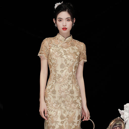 「自」全新升级【铂金会员367/天猫499/差价132】(13136)洛诗琳新中式重工刺绣连衣裙2025夏季新款国风改良旗袍裙女 商品图2