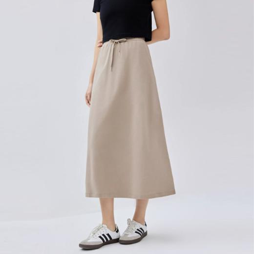 佐丹奴裙子女新款纯棉简约风a字裙抽绳松紧腰半身长裙女13465314 商品图0
