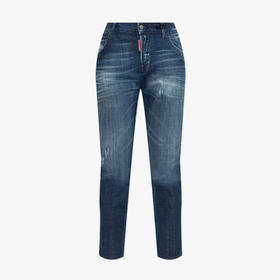 DSQUARED2 女士徽标标签棉质休闲牛仔裤 蓝色 S75LB1078 D30010 470