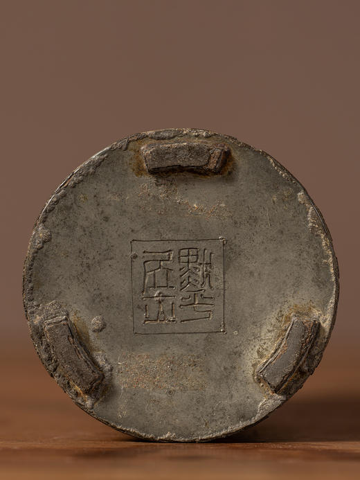 清	锡制竹石诗文茶仓 商品图3