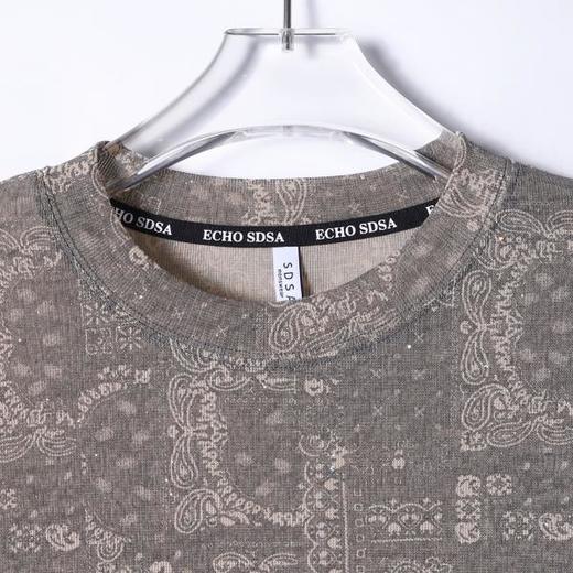 T4435SDSA秋季新款男士痞帅抽象撞色印花圆领长袖T恤宽松设计师百搭 商品图2