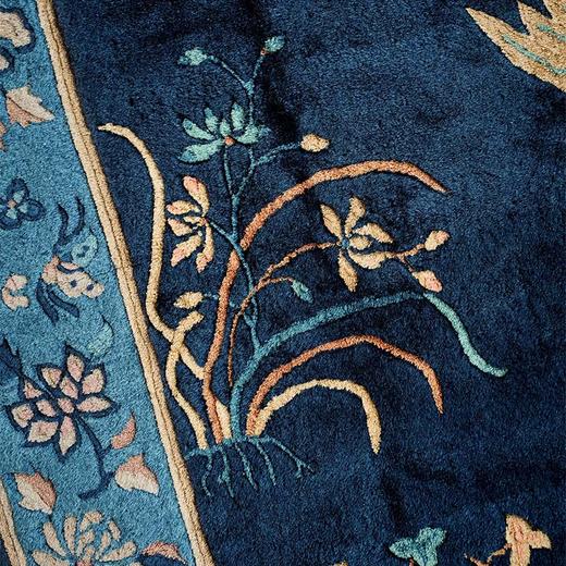 【已售】独角鹿西洋古董中国出品「凤飞花开」主题蓝地羊毛绒面大型地毯 商品图4