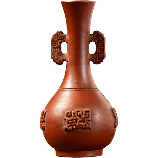 清	紫砂夔龙纹双耳瓶 商品图5