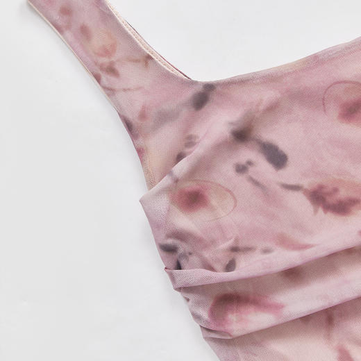 西遇背心连衣裙新款法式复古度假风方领碎花收腰无袖长裙P1341264 商品图4